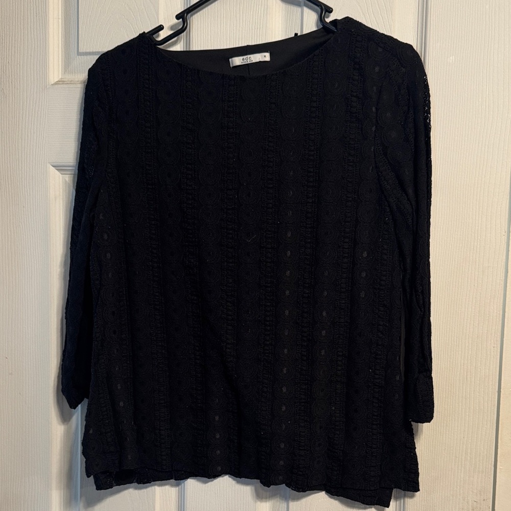 Elegant Black Lace Women's Blouse